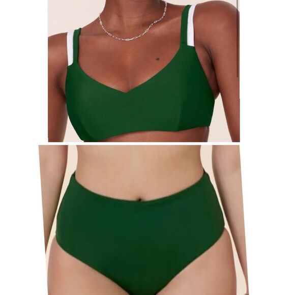 Andie Bikini Set Rockley Top High Waisted Bottom Pesto Green size S NWOT - Picture 1 of 7